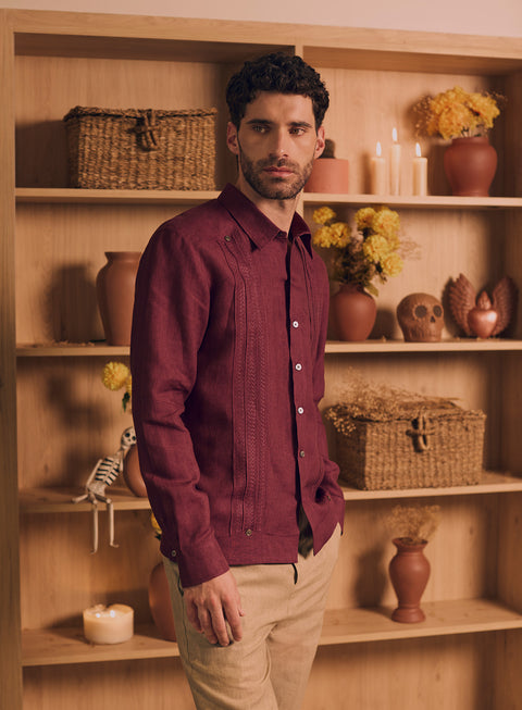 Guayabera Manga Larga 100% Lino Leal