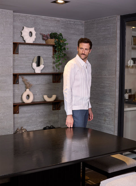 Guayabera Manga Larga 100% Lino Montalvo