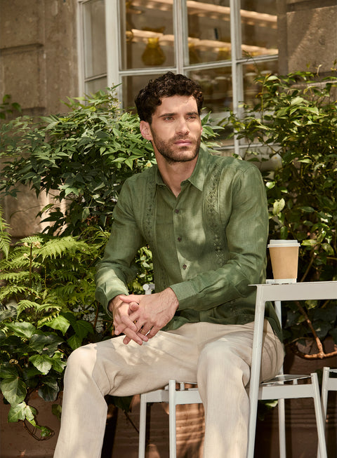 Guayabera Manga Larga 100% Lino Mul