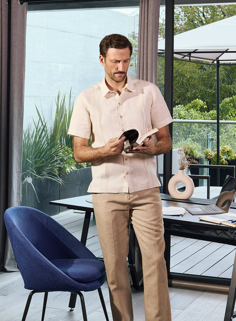 Guayabera Manga Corta 100% Lino Ref