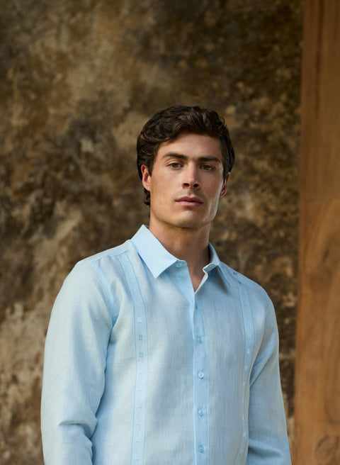 Guayabera manga larga 100% Lino Vicente