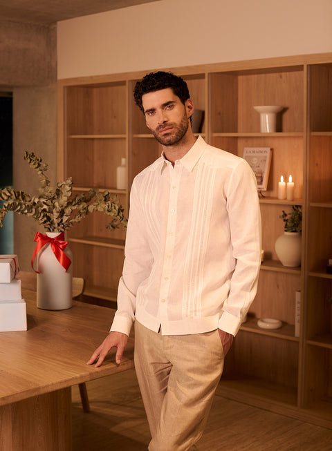 Guayabera Manga Larga 100% Lino Vladimir