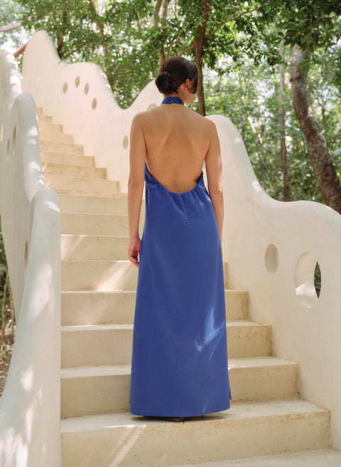 Vestido Largo Lino Algodón Indigo
