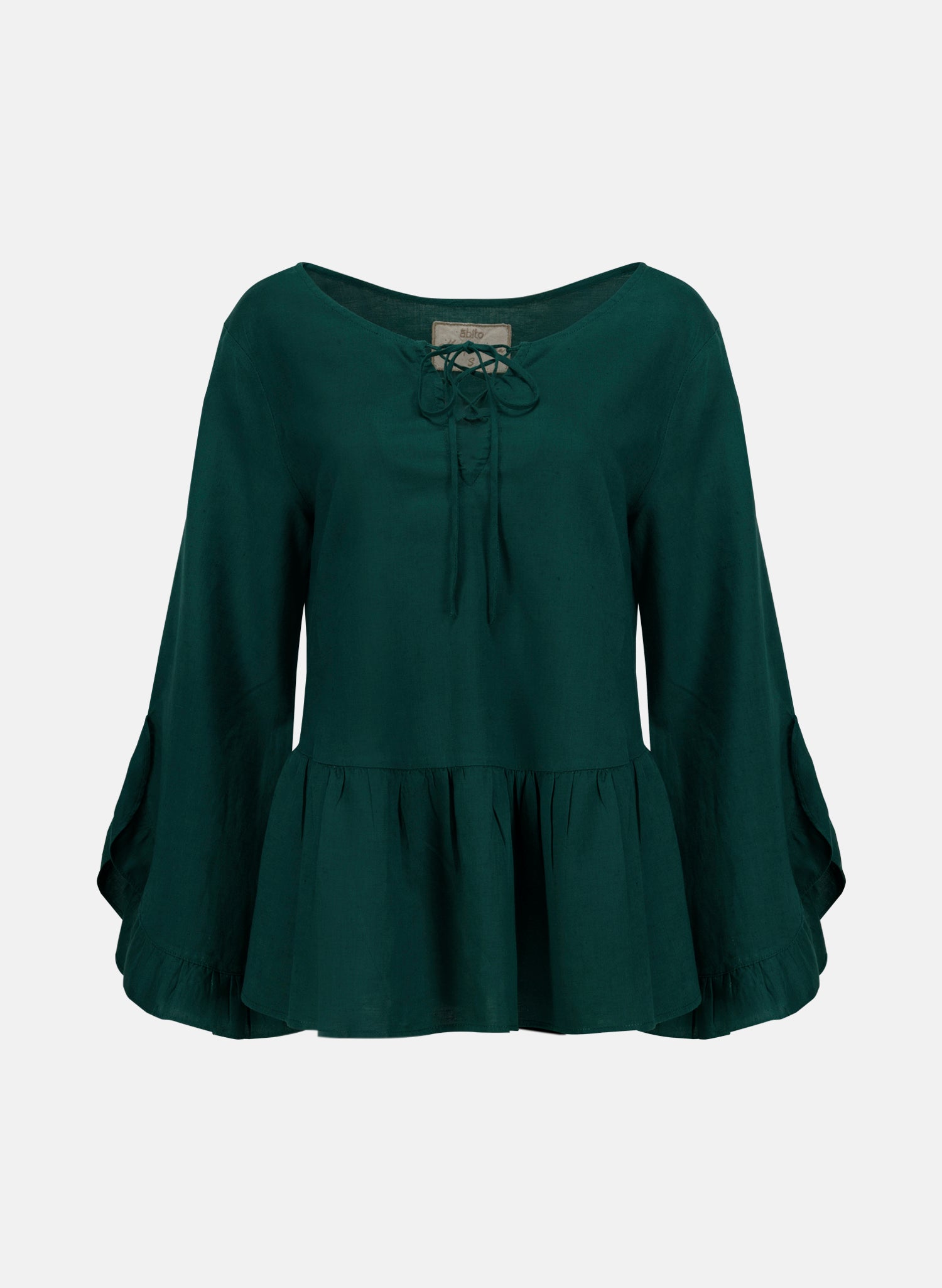 Blusa con olanes Lino Algodón Kalfrana
