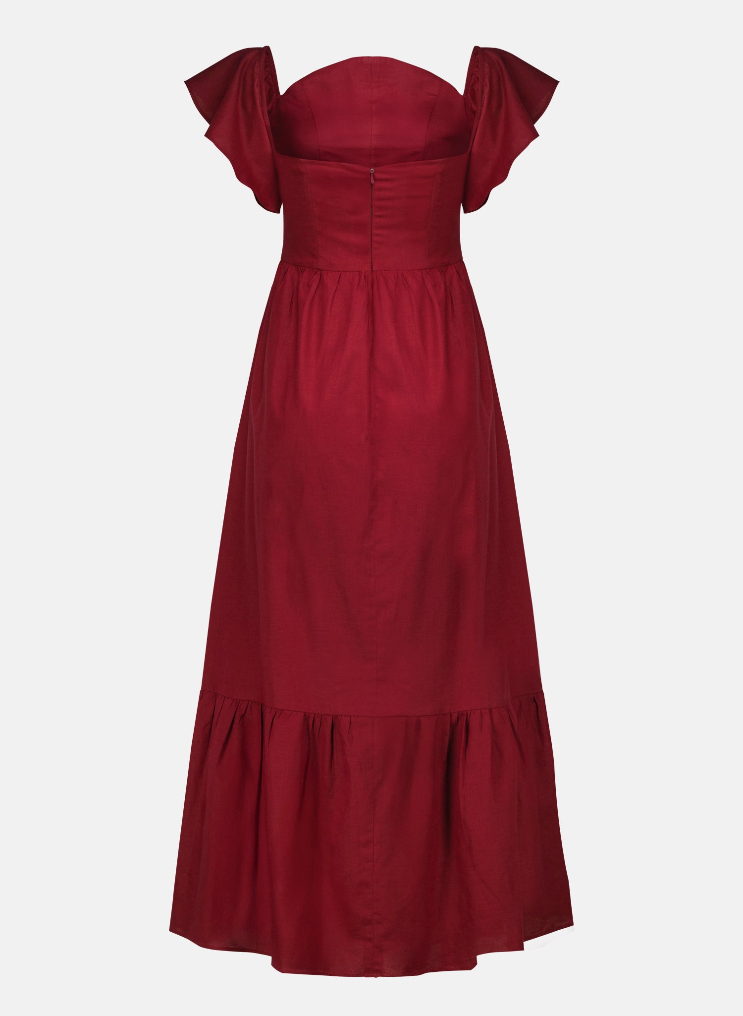 Vestido largo con escote strapless 100% lino Medialuna