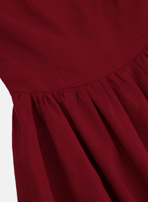 Vestido largo con escote strapless 100% lino Medialuna