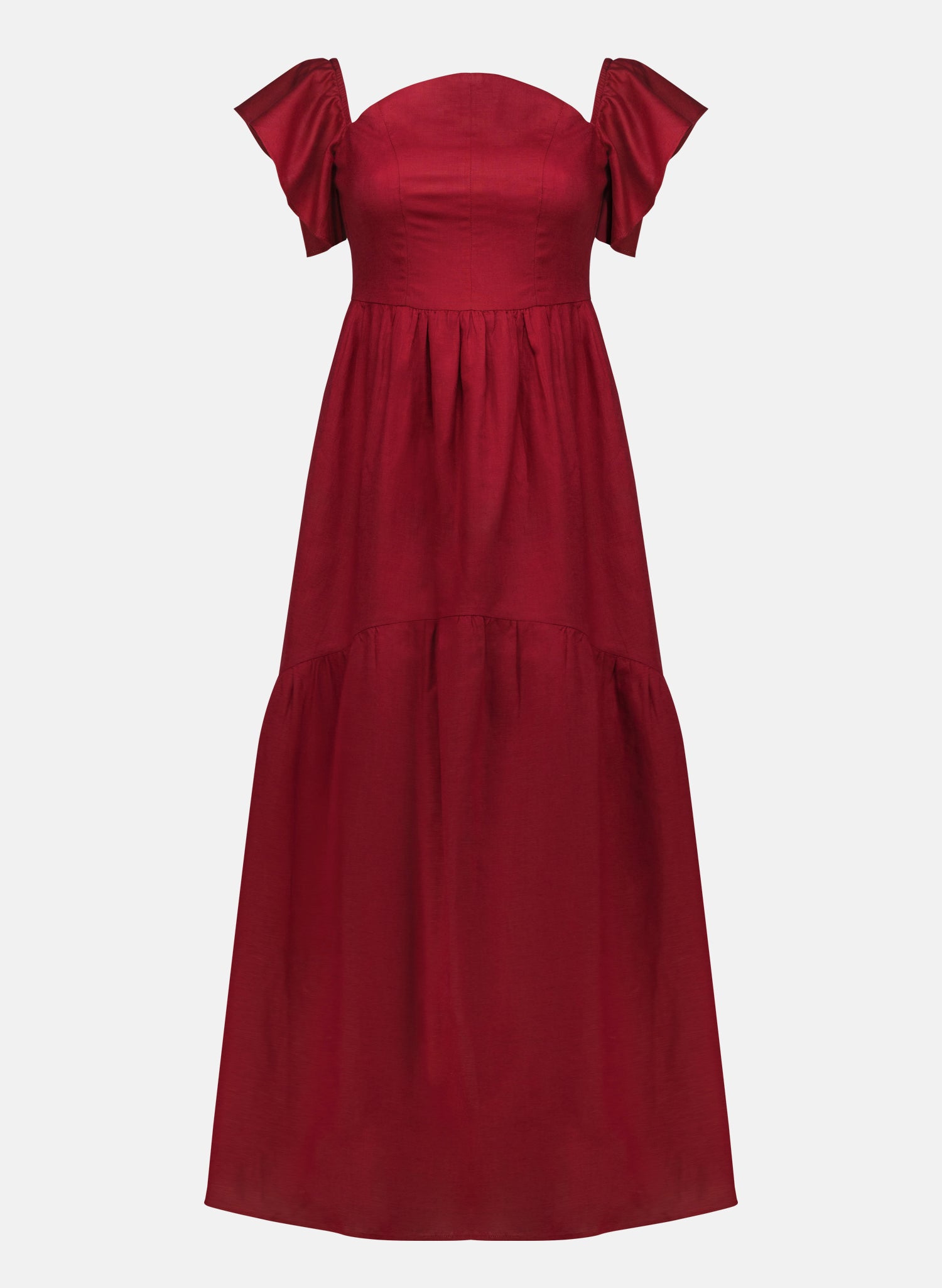 Vestido largo con escote strapless 100% lino Medialuna