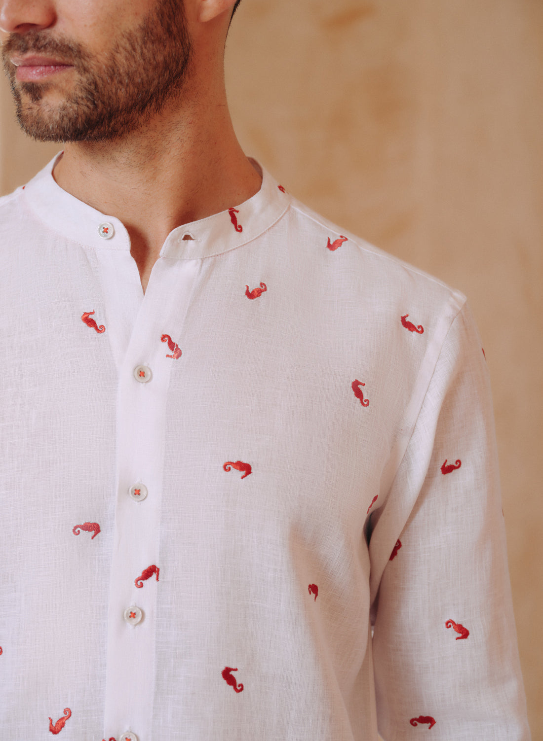 Camisa manga larga 100% Lino Mia Hipocampo