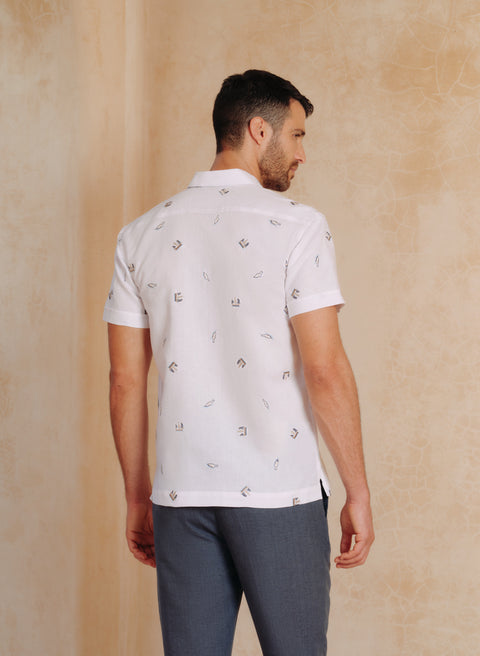 Camisa manga corta 100% Lino Mia Naufragio