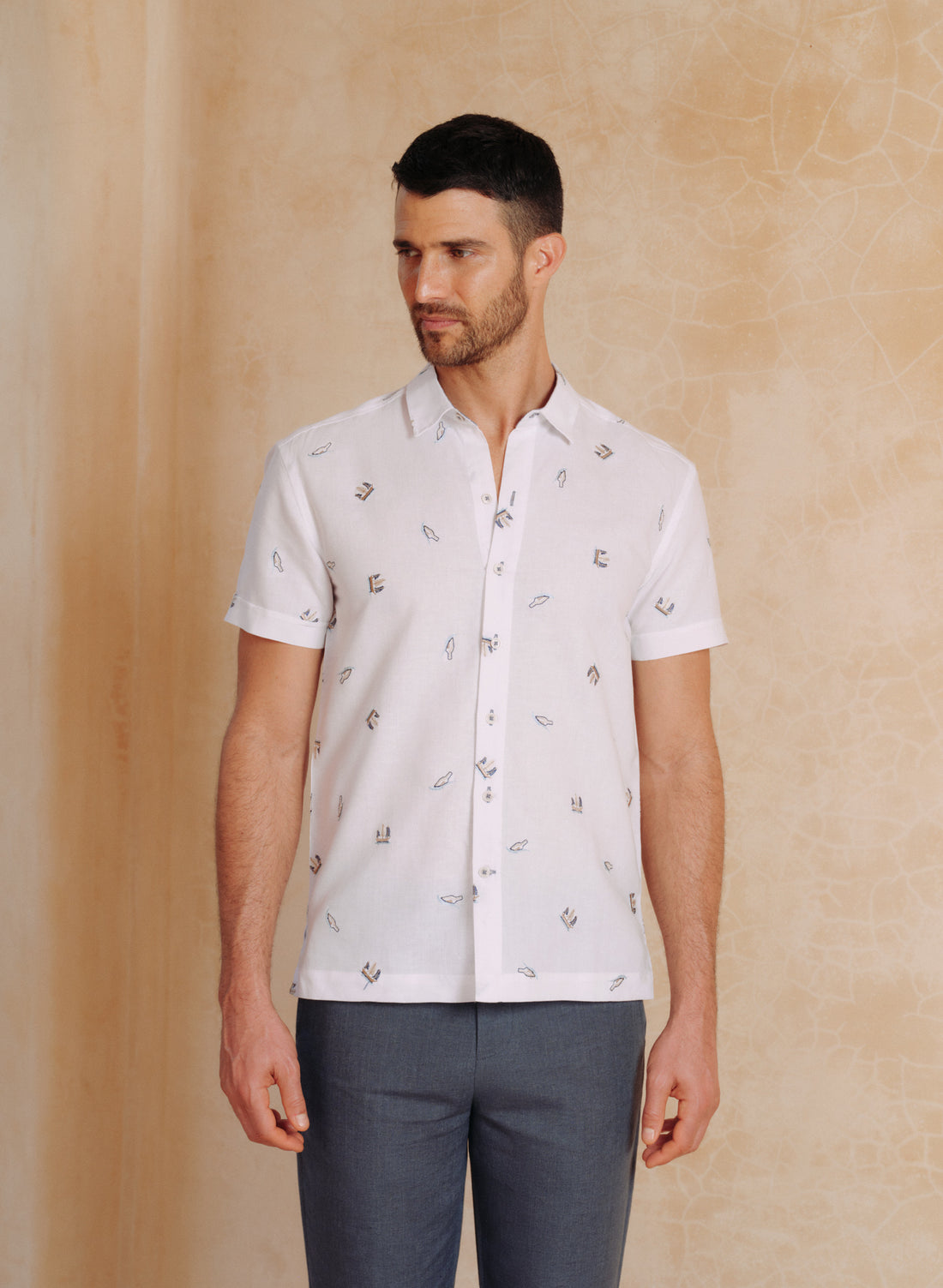 Camisa manga corta 100% Lino Mia Naufragio