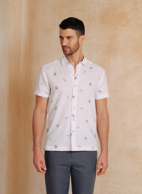 Camisa manga corta 100% Lino Mia Naufragio