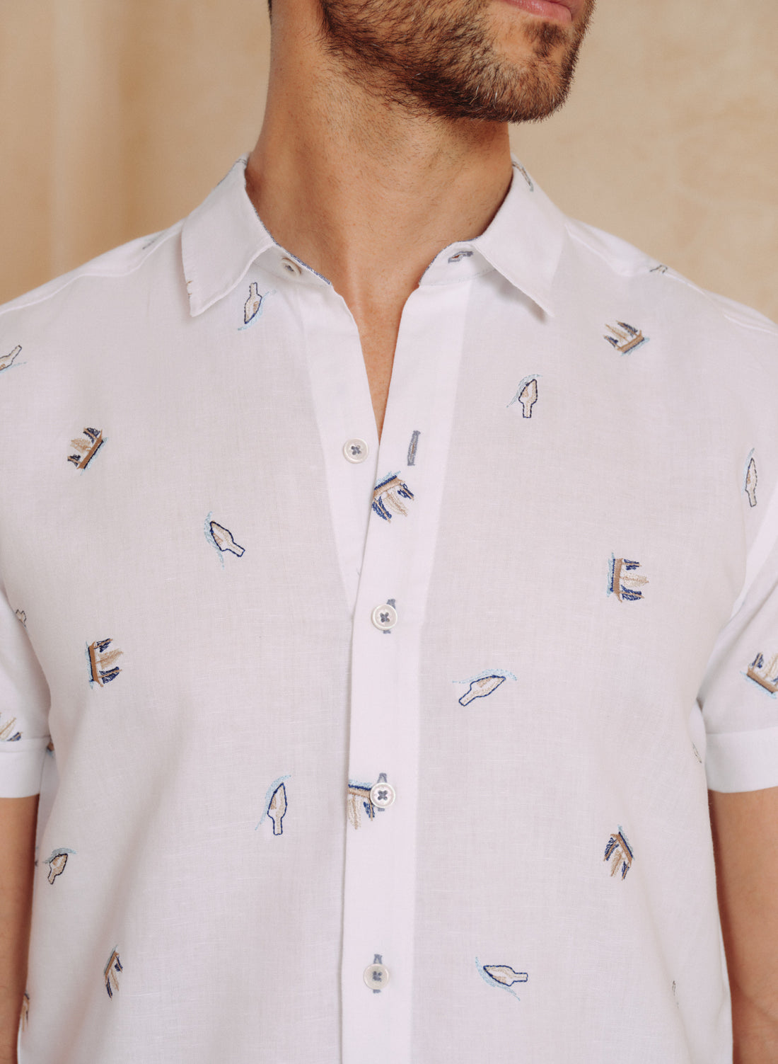 Camisa manga corta 100% Lino Mia Naufragio