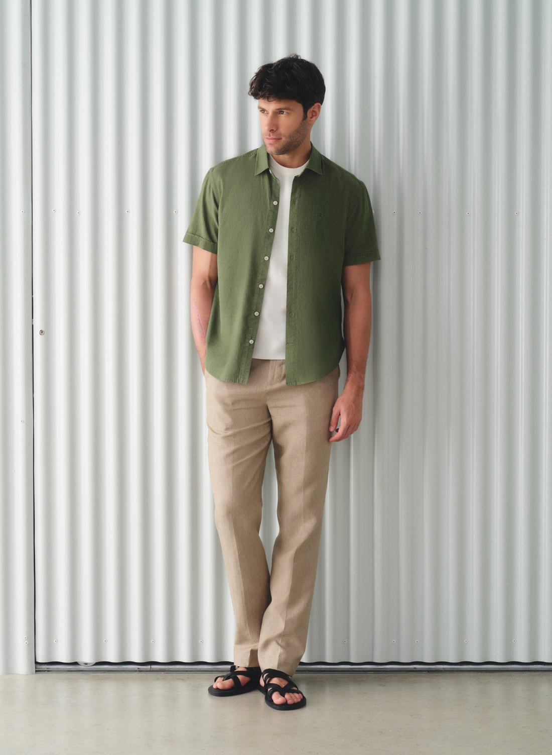 Pantalón 100% Lino Slim Chino Semolina
