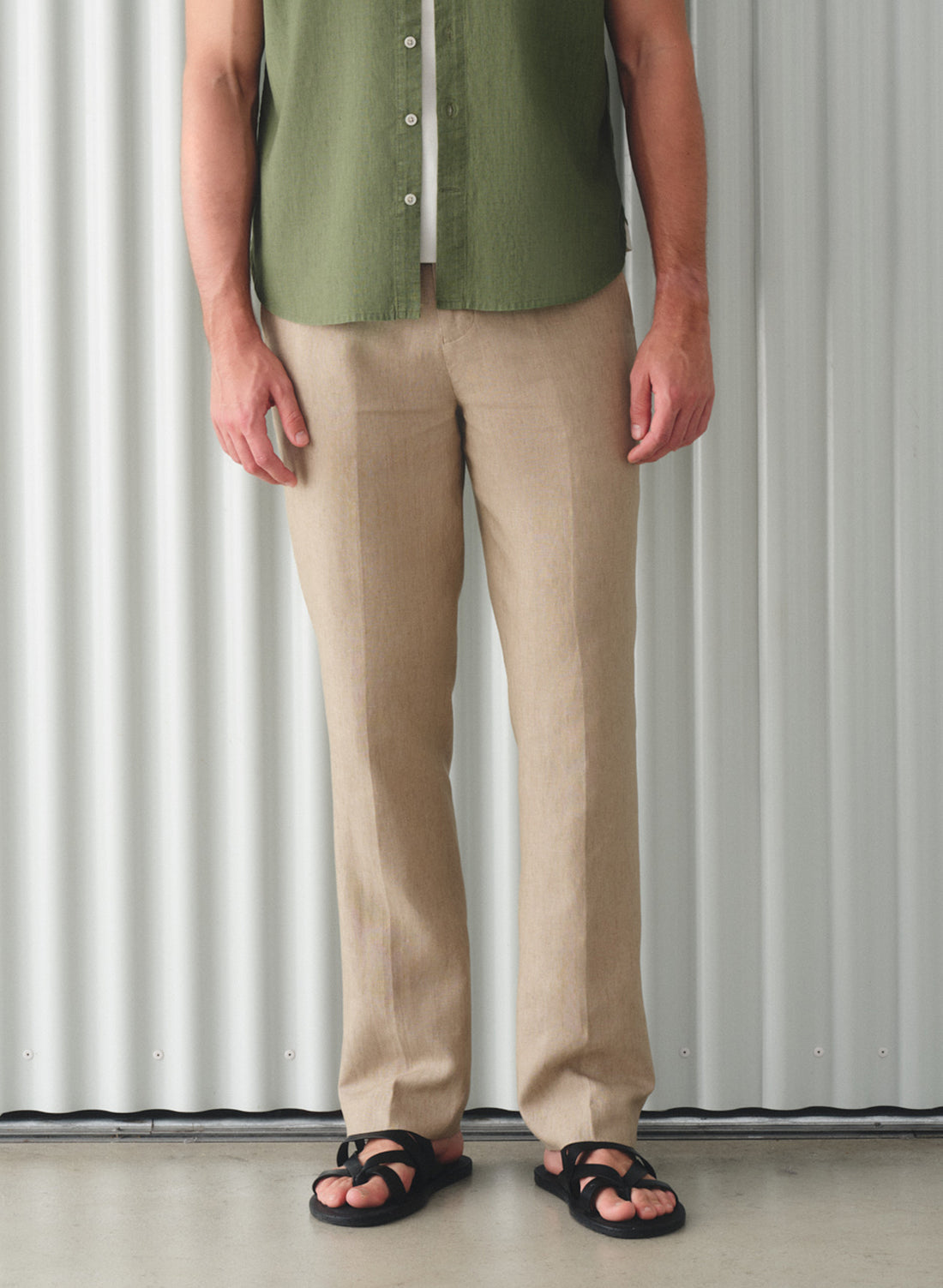 Pantalón 100% Lino Slim Chino Semolina