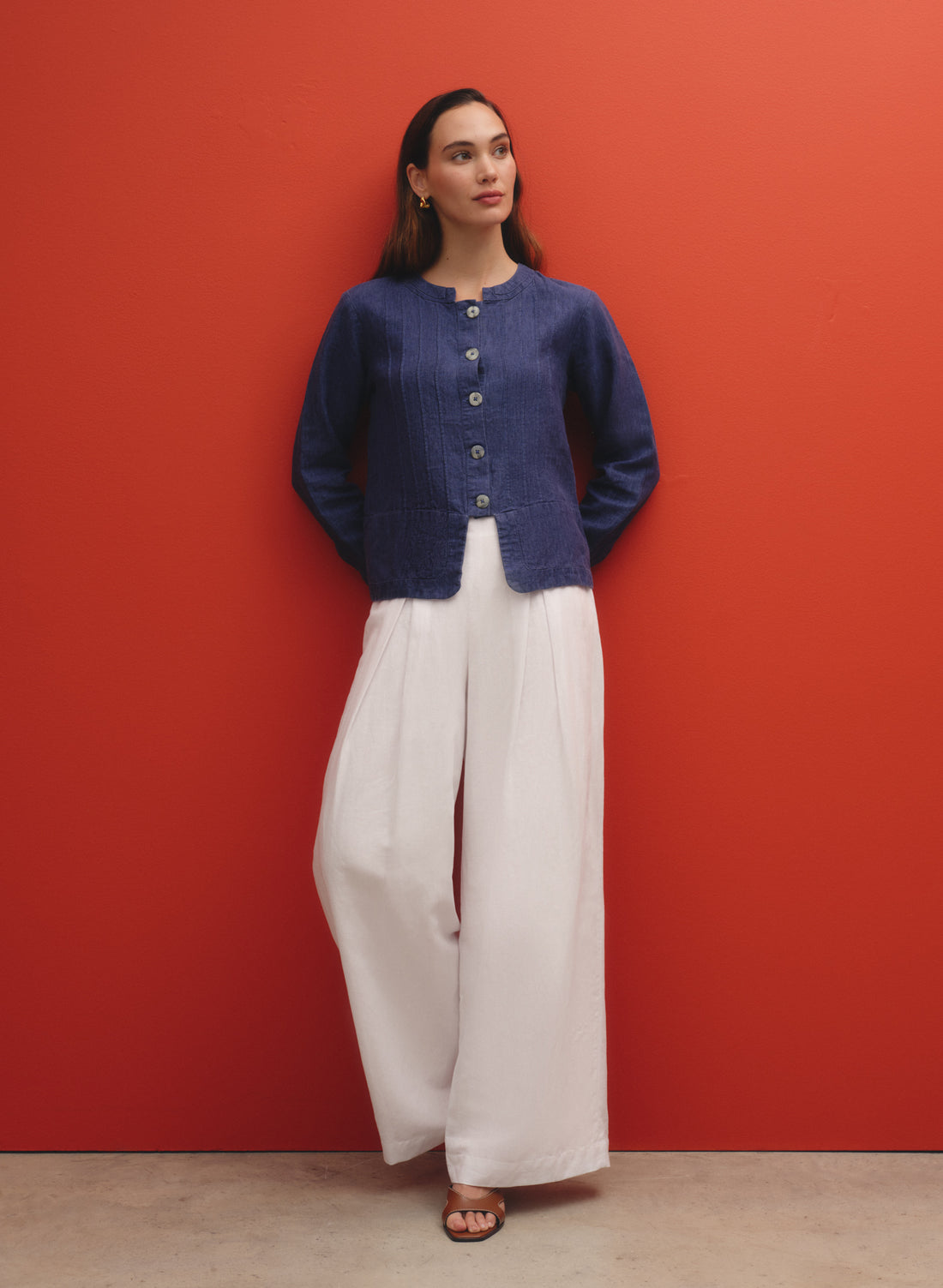 Pantalón a la cintura Lino Algodón Toge