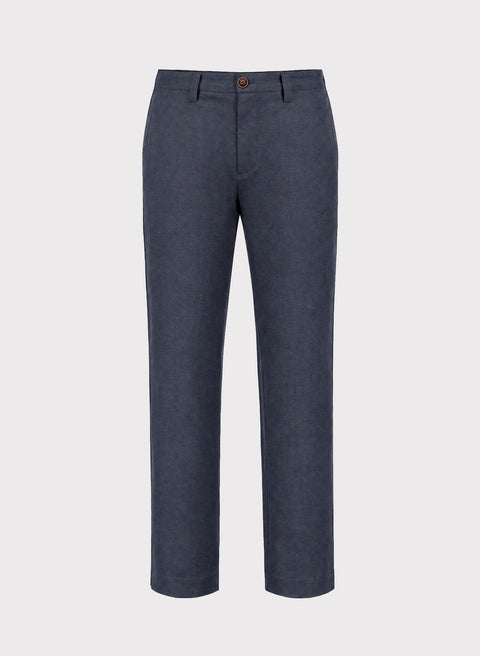 Pantalón 100% Lino Slim Chino Dark Saphire