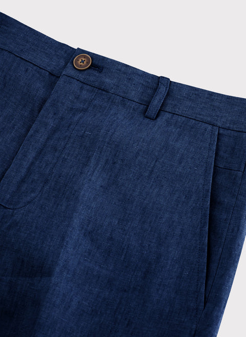 Pantalón 100% Lino Slim Chino Insignia Blue