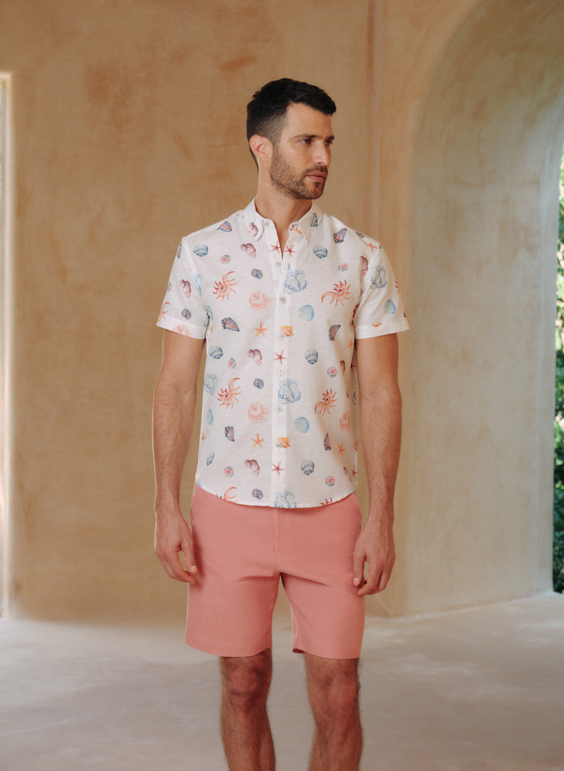 Camisa manga corta Lino Algodón Paraga Bivalvas