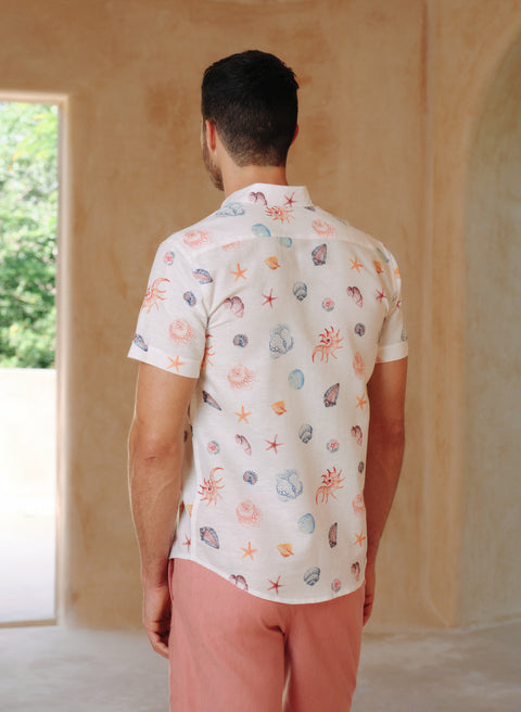 Camisa manga corta Lino Algodón Paraga Bivalvas