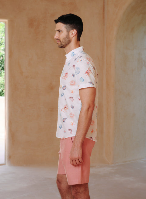 Camisa manga corta Lino Algodón Paraga Bivalvas