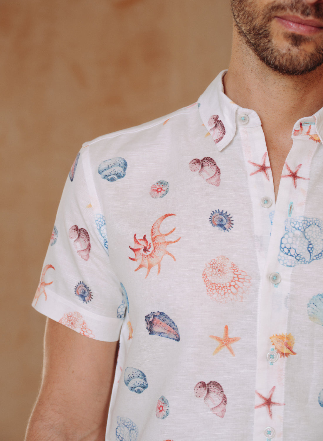 Camisa manga corta Lino Algodón Paraga Bivalvas