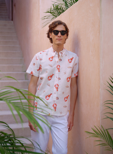 Camisa manga corta Lino Algodón Paraga Langouste