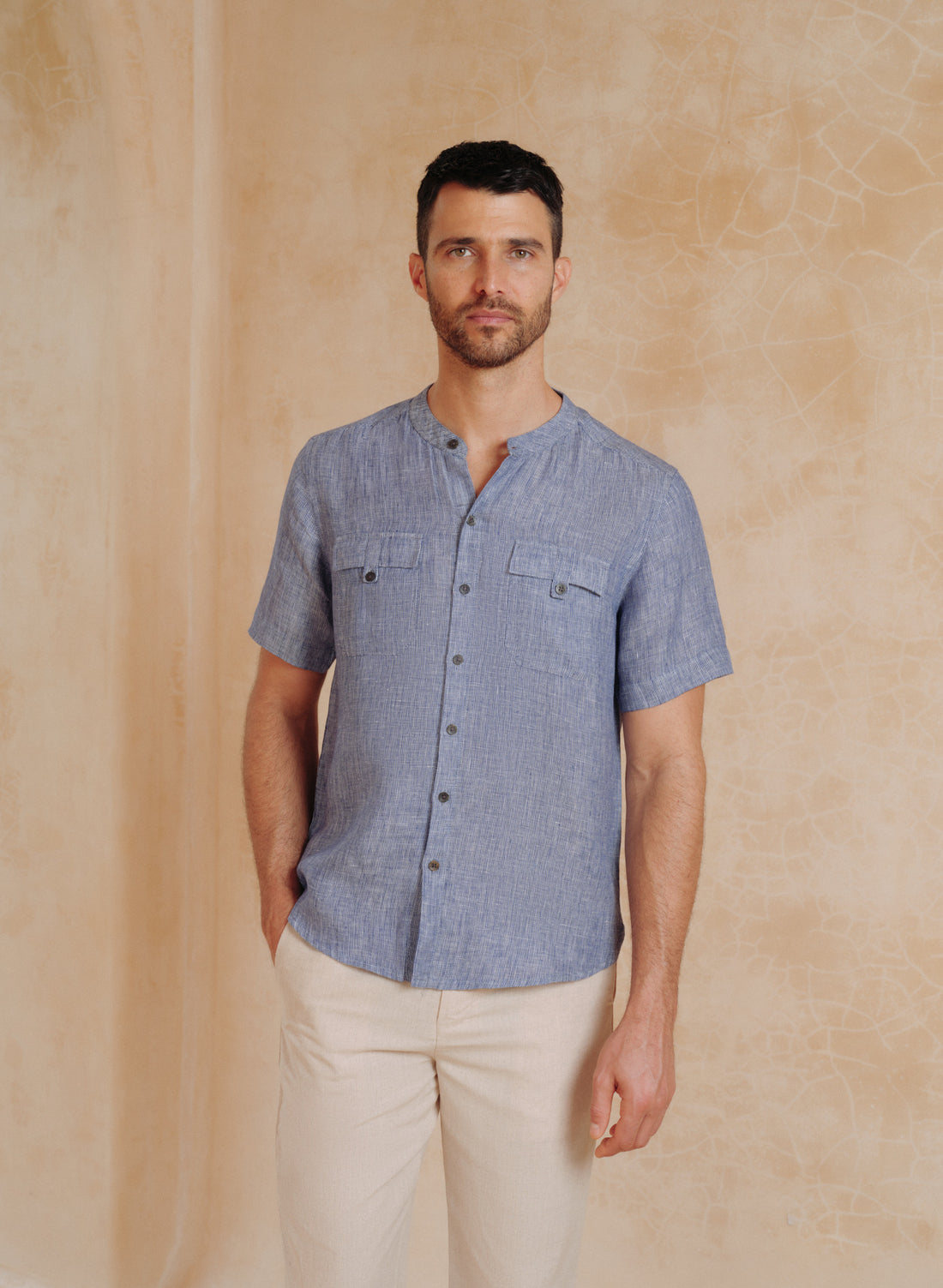 Camisa manga corta 100% Lino Rokas