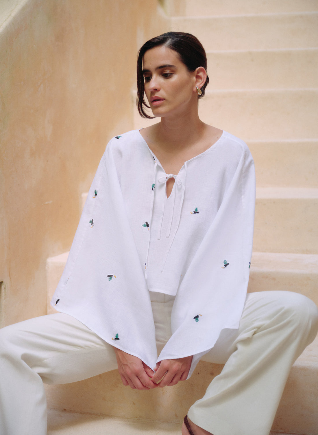 Blusa Manga Larga Lino Algodón Tuca