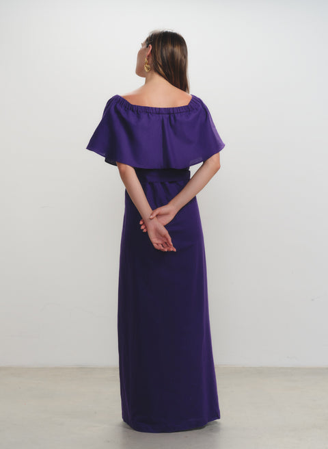 Vestido largo off shoulder 100% Lino Diane