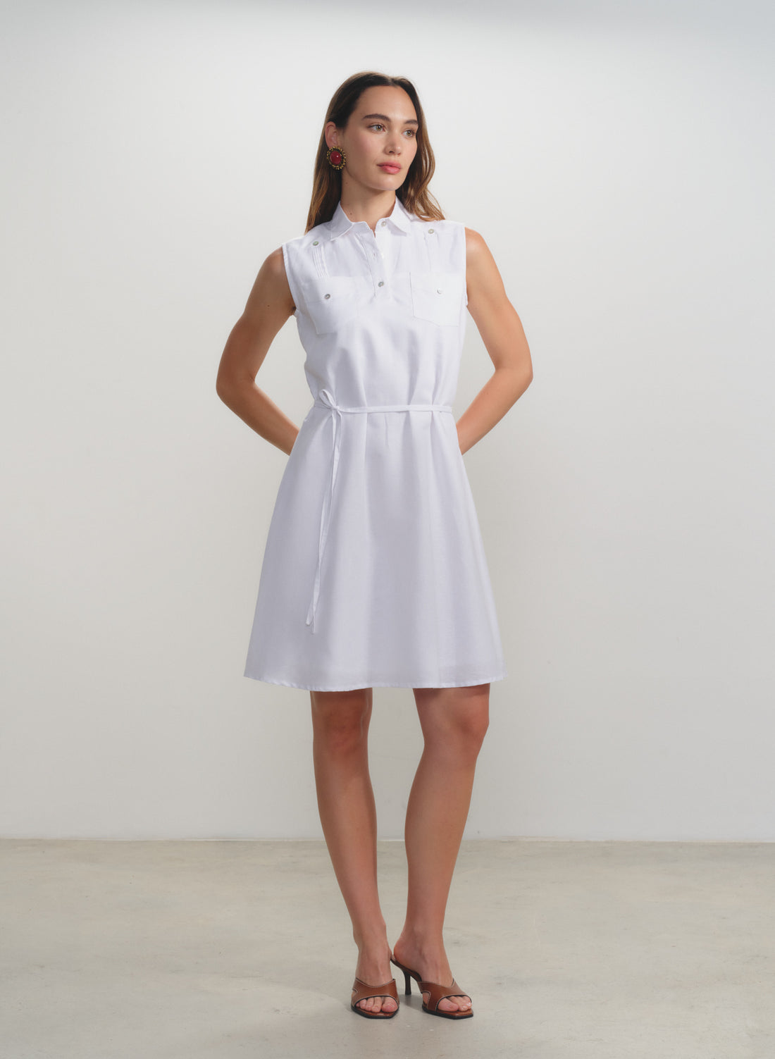 Vestido corto 100% lino Dunya