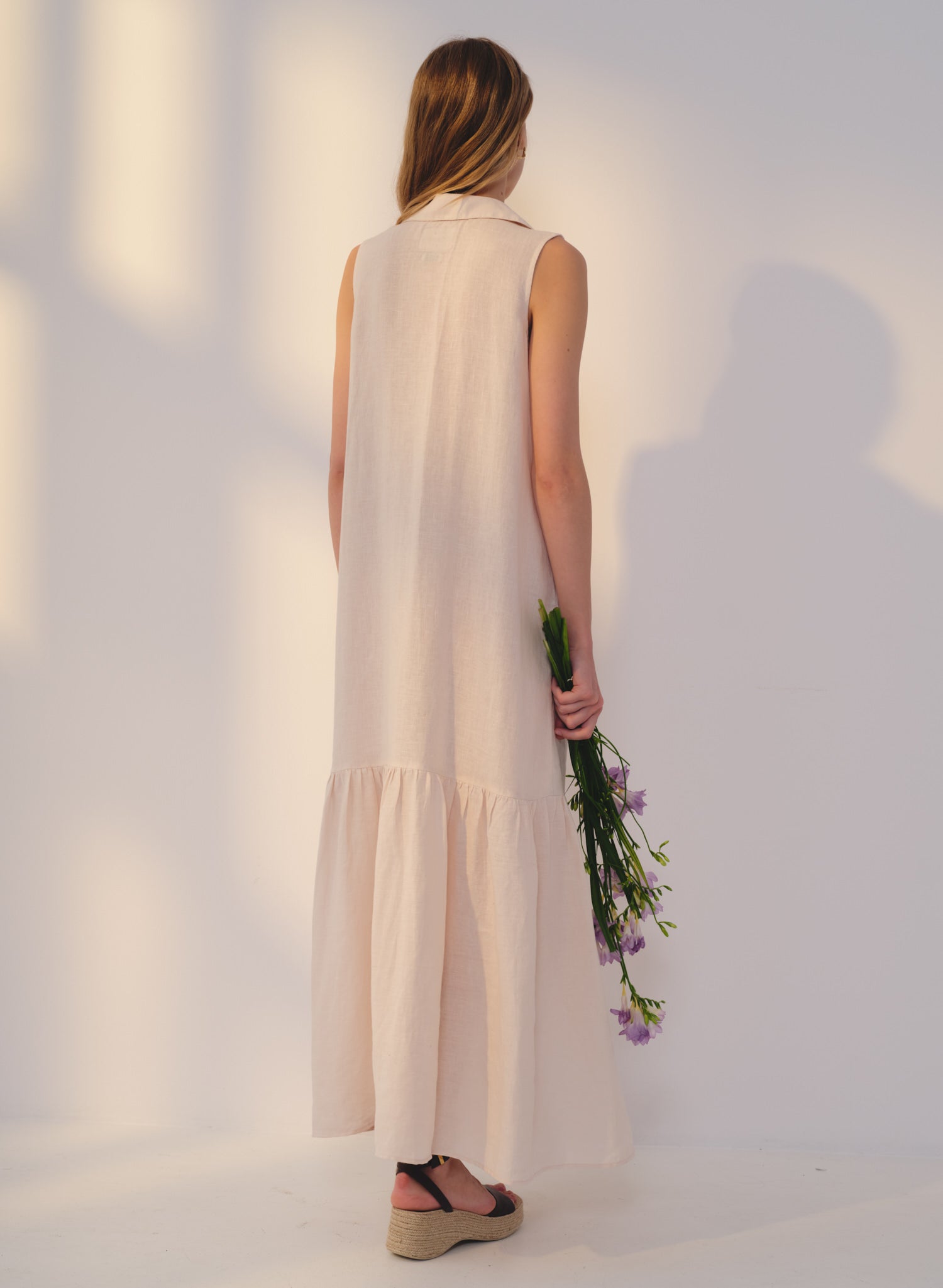 Vestido con cuello camisero 100% Lino Filfla
