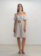 Vestido de rayas con escote bandeau 100% Lino Hinata