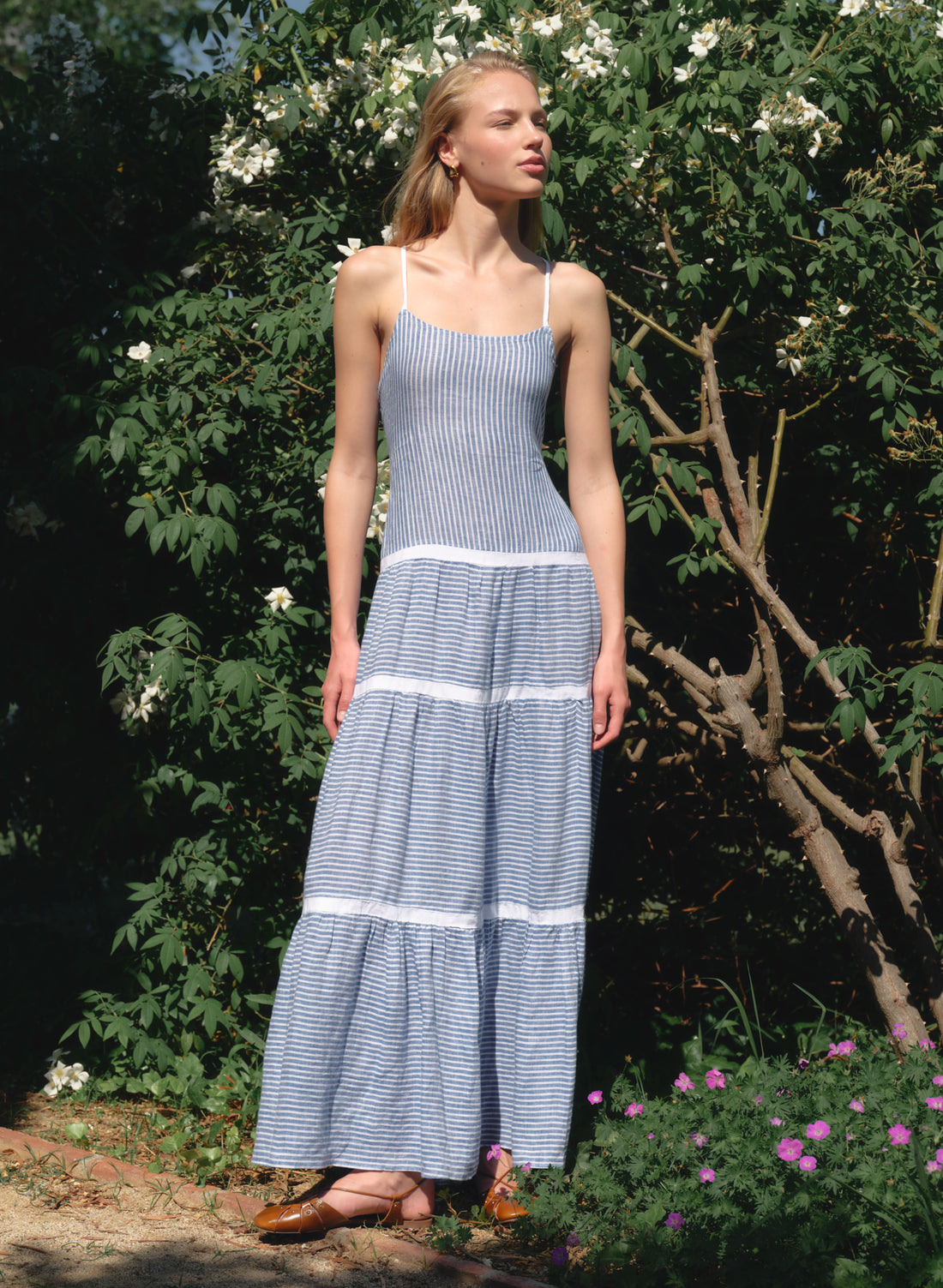 Vestido largo de tirantes 100% Lino Marza