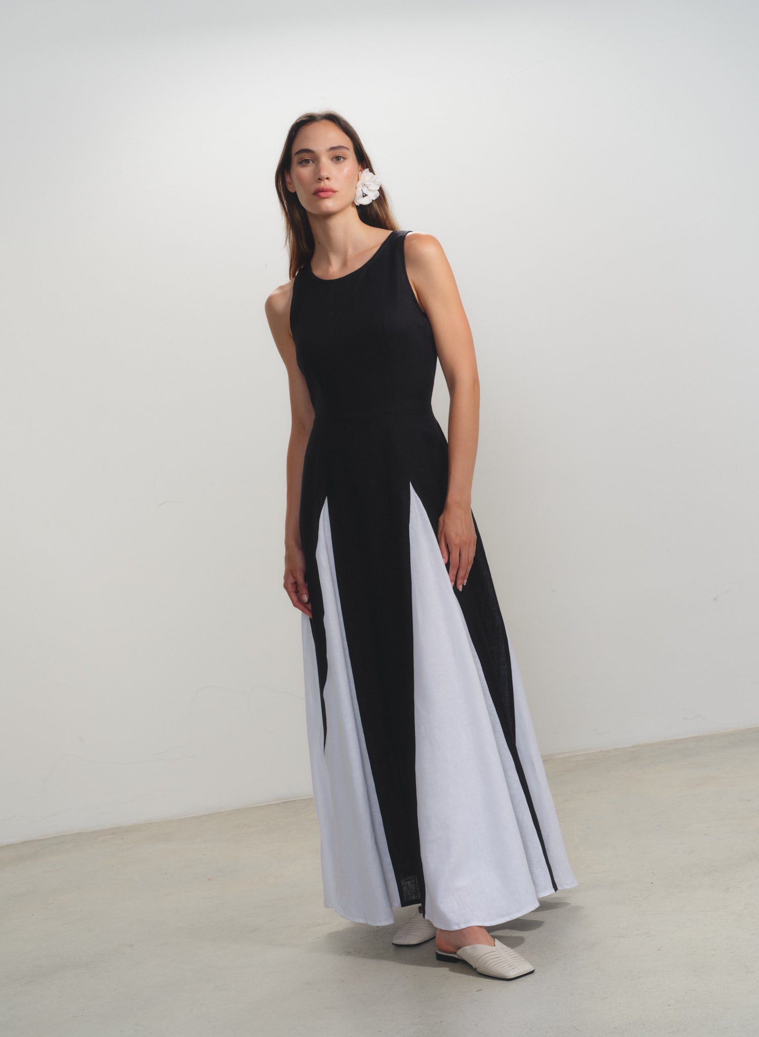 Vestido largo en 100% Lino Menguante