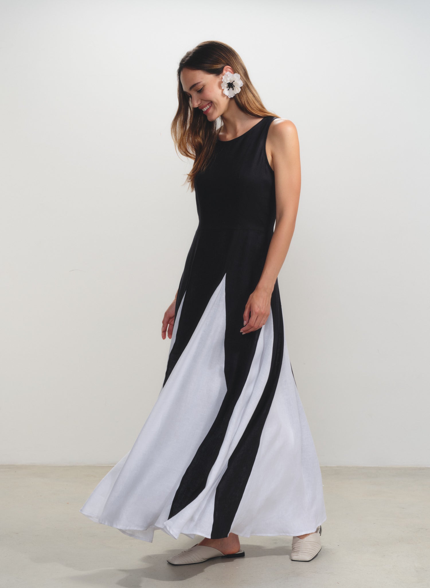 Vestido largo en 100% Lino Menguante