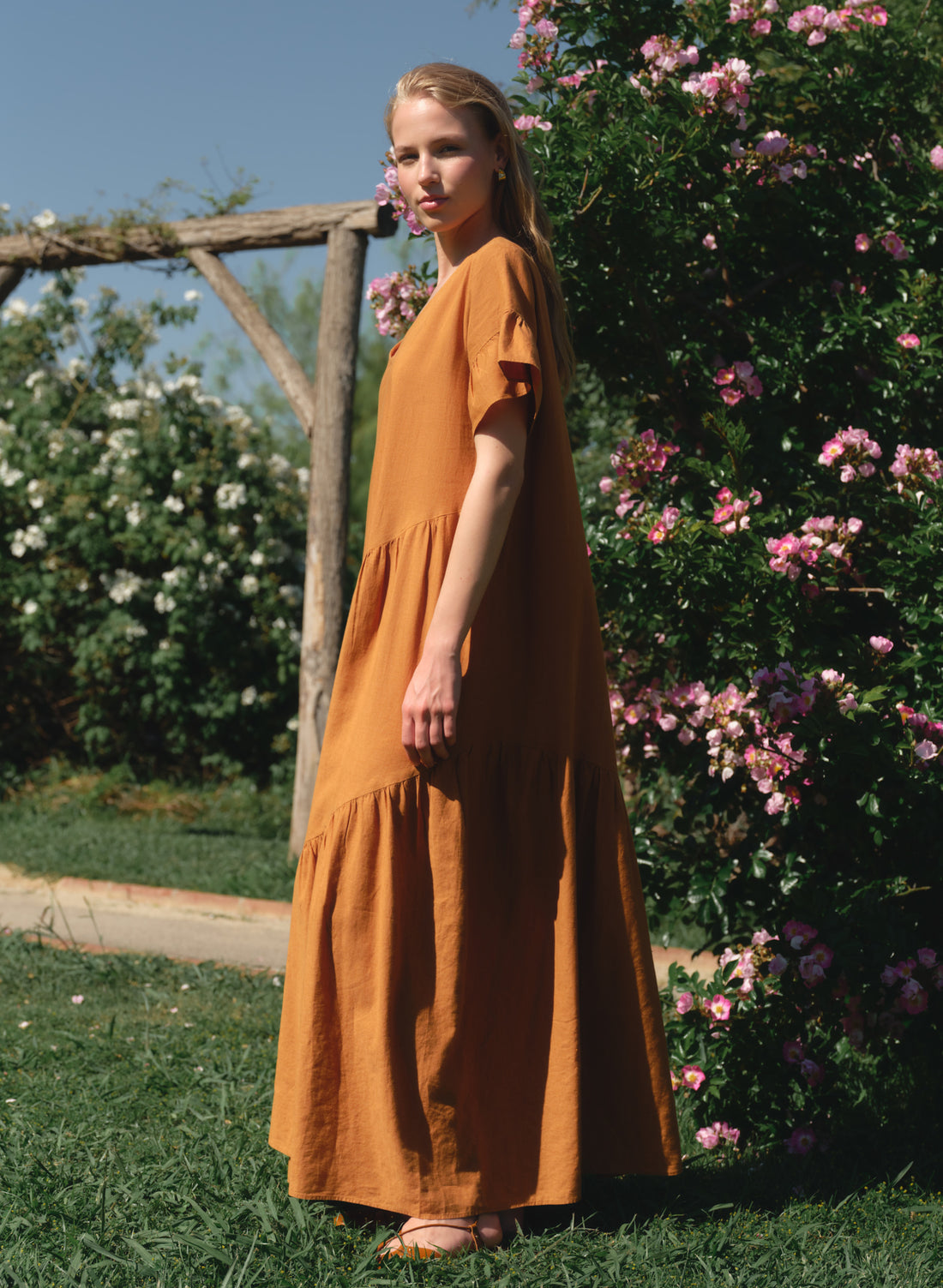 Vestido largo 100% Lino Modona