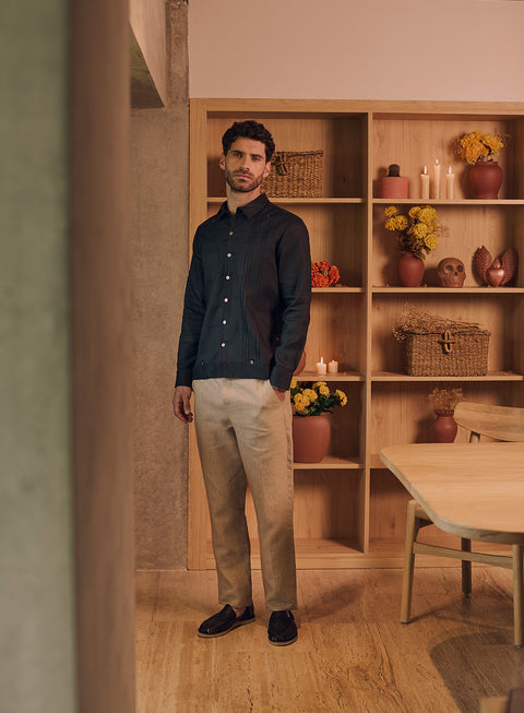 Guayabera Manga Larga 100% Lino Souza