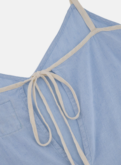 Vestido Largo 100% Lino Arie Azul